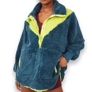 NWT FP MOVEMENT fall to rise thick Sherpa pullover in margarita combo size S-L